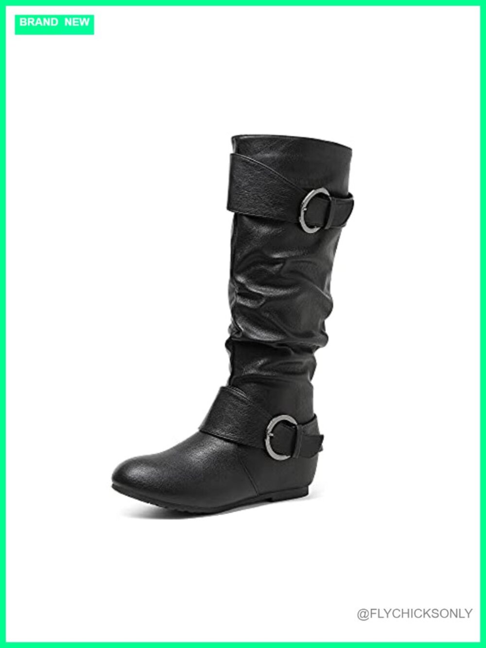 Knee High Boots Faux Fur Lined Hidden Wedge Faux Leather Women's Winter Boots